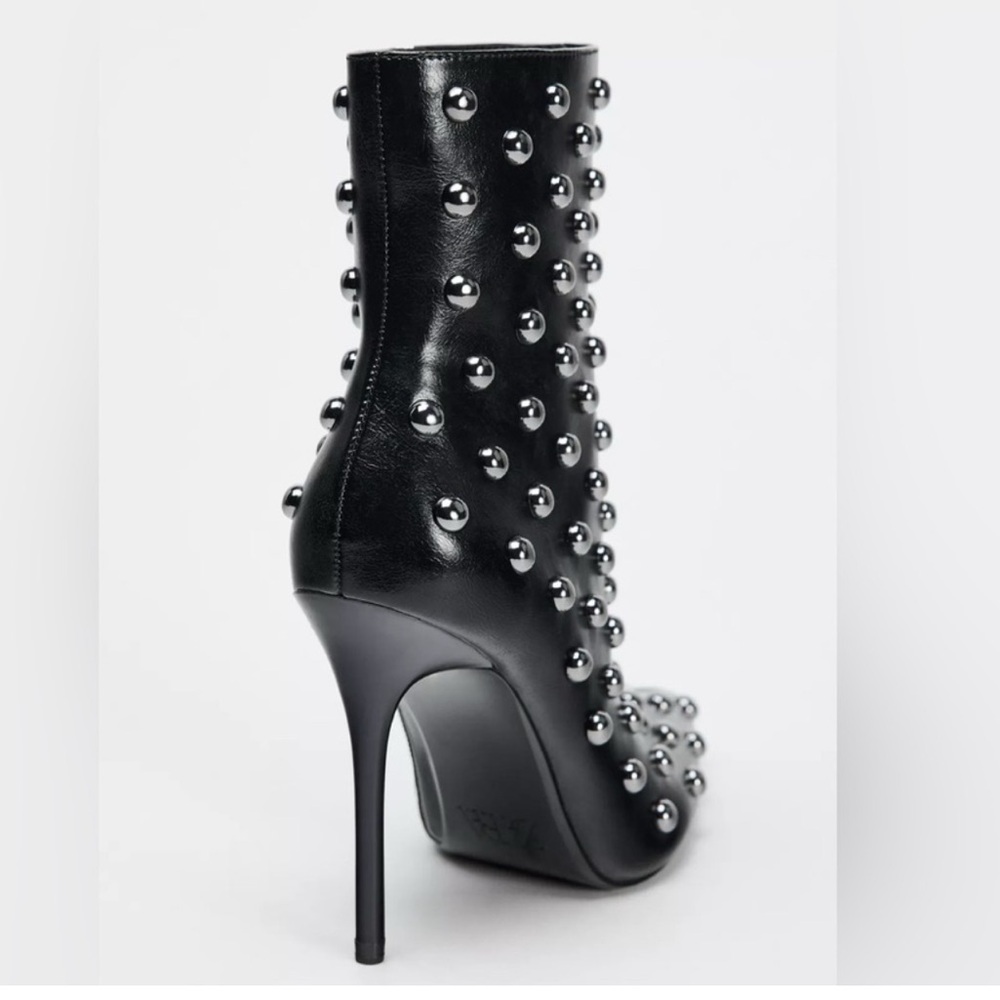 ZARA Black Studded Stiletto Ankle Boots Size 8 | High Heel - Picture 3 of 9